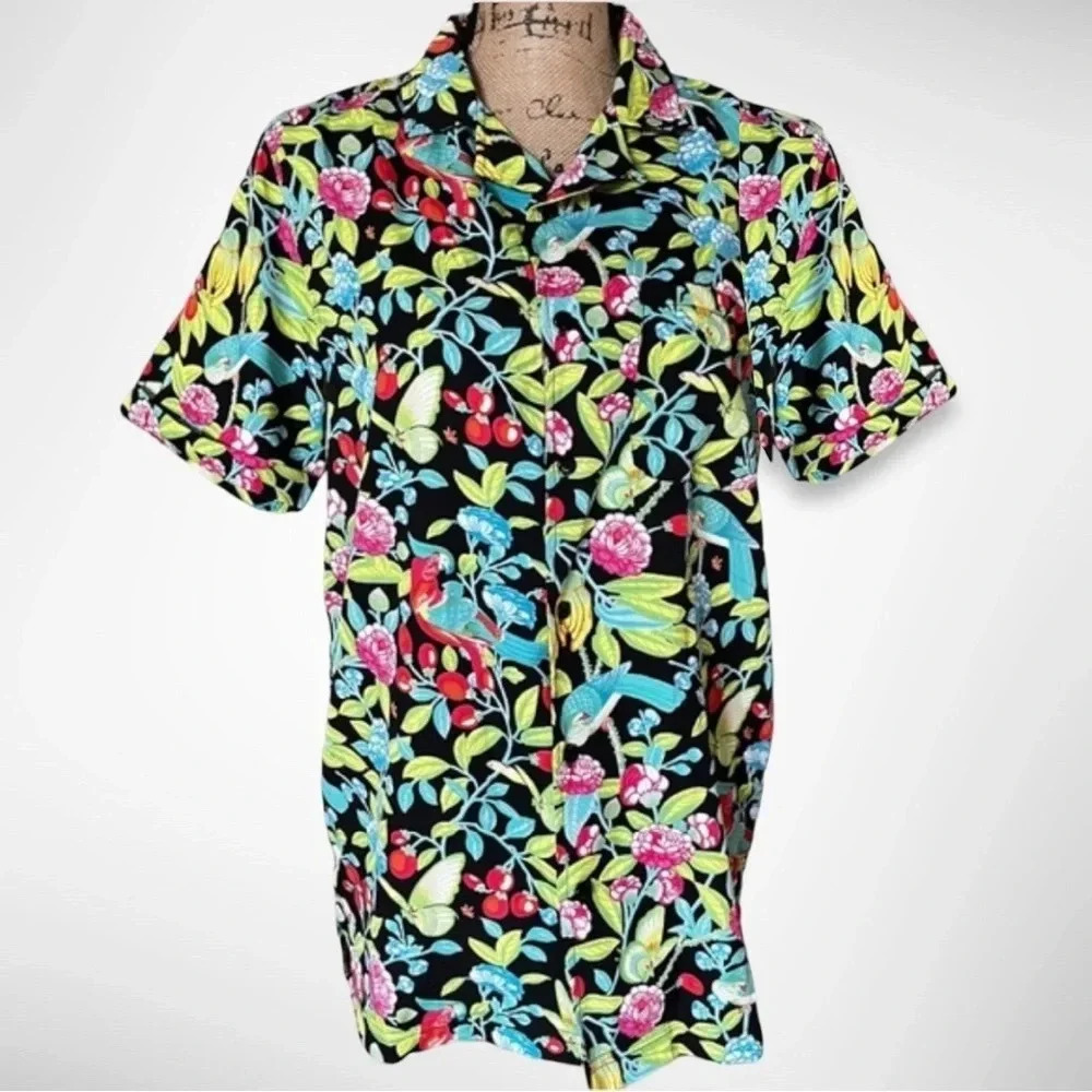 ONE RESOLUTION CLOTHING Men's Short Sleeve‎ Button Down Hawaiian Shirt Small